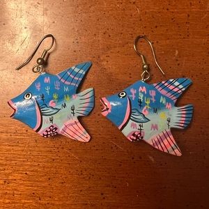Wooden fish earrings